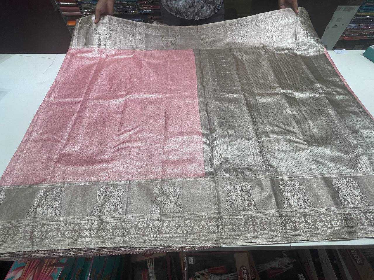 Semi silk Pink  Kanchipuram With Butta Design| AS-00136