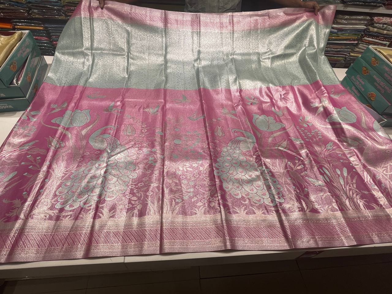 Pink Kanchipuram Silk Saree With Butta Design| AS-00150