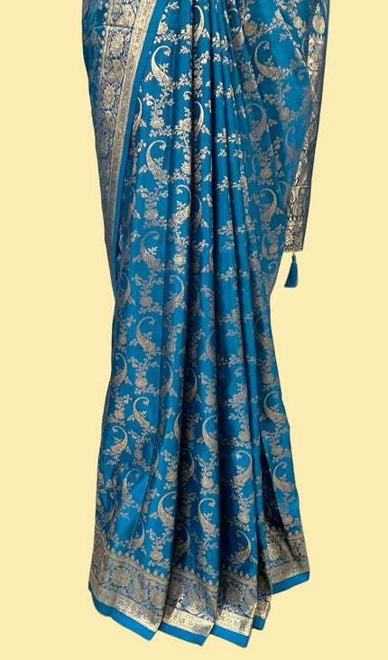 Blue Crepe Banarasi Print Saree|S17_1