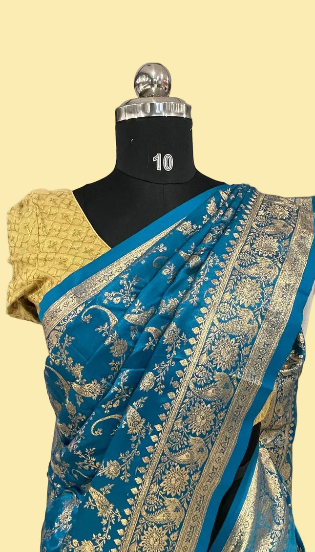 Blue Crepe Banarasi Print Saree|S17_1