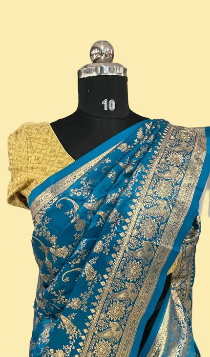 Blue Crepe Banarasi Print Saree|S17_1