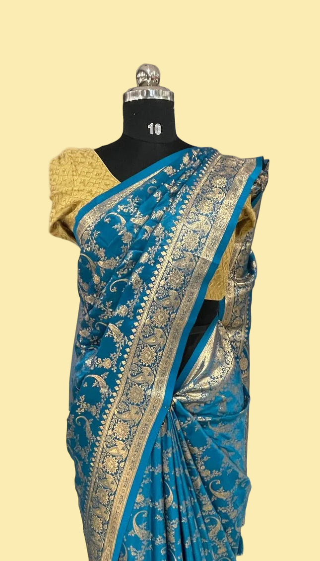 Blue Crepe Banarasi Print Saree|S17_1