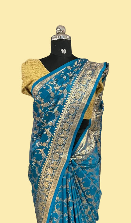 Blue Crepe Banarasi Print Saree|S17_1