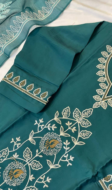 Teal Green Embroidered Kurta Set with Dupatta | Festive Ethnic Wear for Women|SC12_1