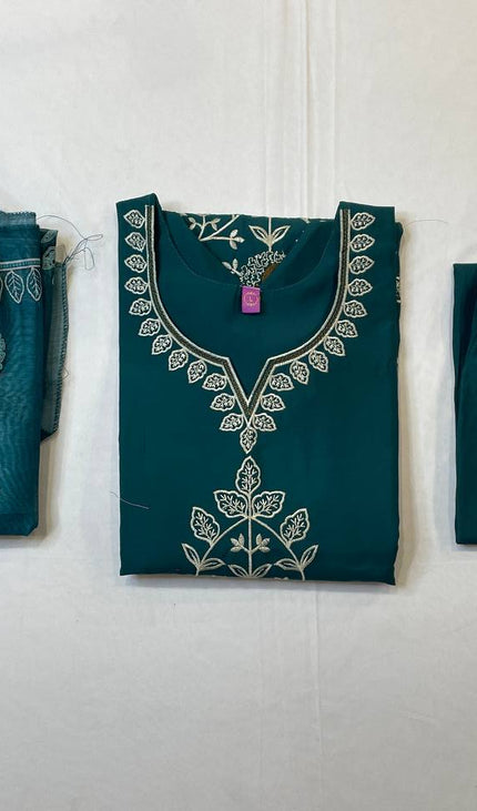 Teal Green Embroidered Kurta Set with Dupatta | Festive Ethnic Wear for Women|SC12_1