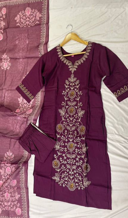 Marron Embroidered Kurta Set with Dupatta | Festive Ethnic Wear for Women|SC12_2