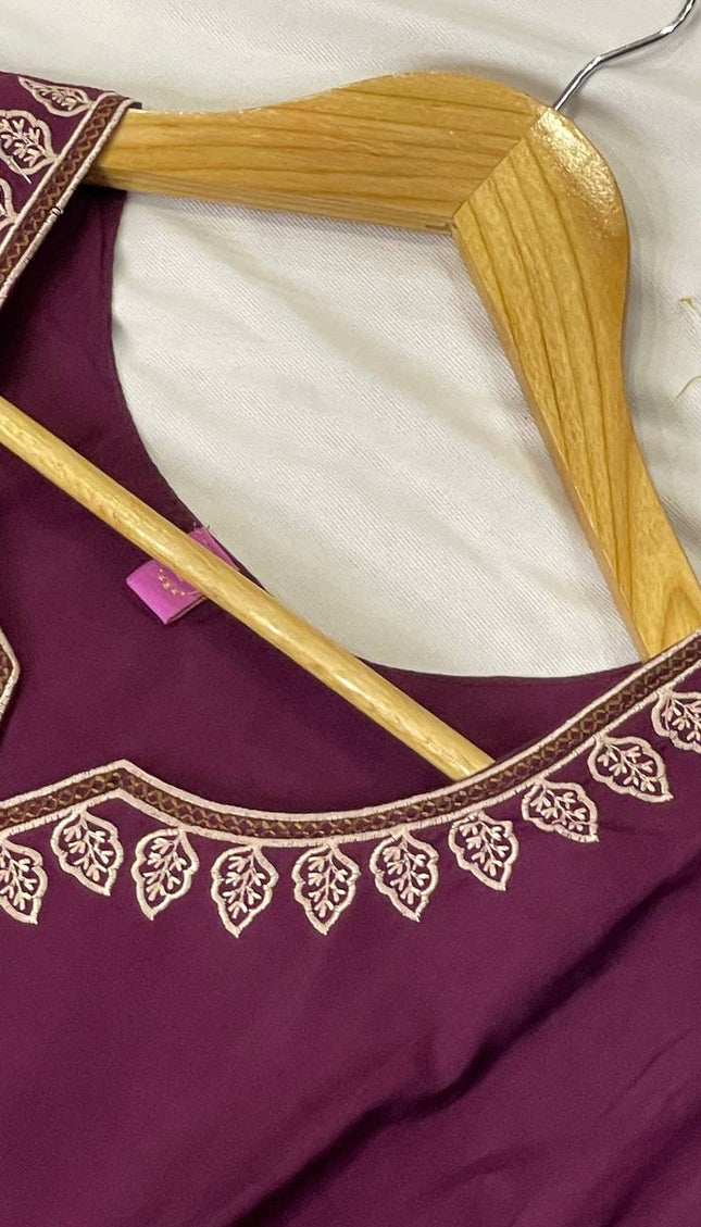 Marron Embroidered Kurta Set with Dupatta | Festive Ethnic Wear for Women|SC12_2