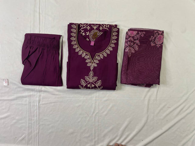 Marron Embroidered Kurta Set with Dupatta | Festive Ethnic Wear for Women|SC12_2