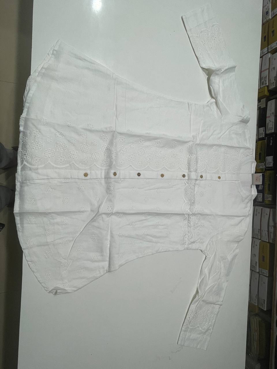 White New Summer Cotton Regular Fit Top|AS-00164