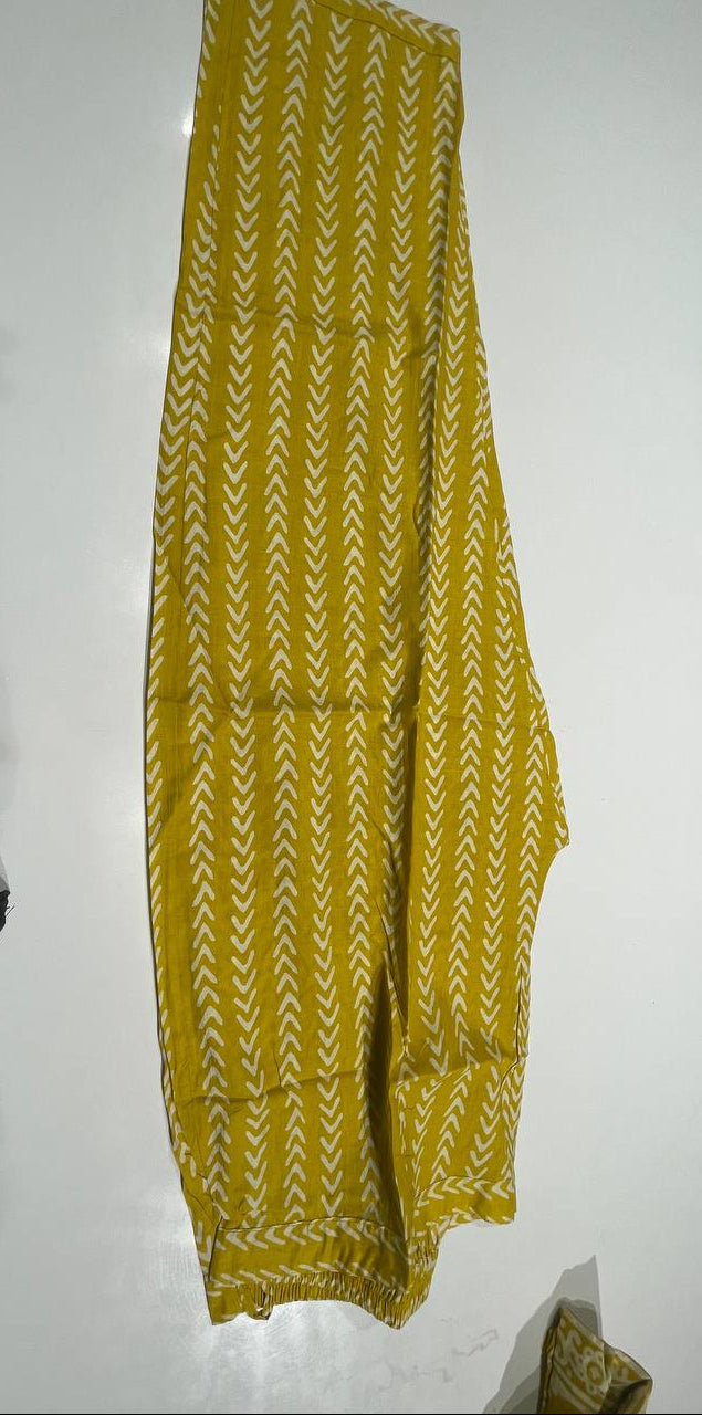 Yellow Cotton Printed Salwar Suit with Dupatta| AS-00172