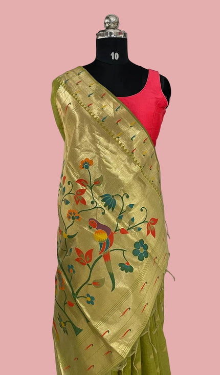 Green Silk Saree with Paithani Pallu|CS6_1