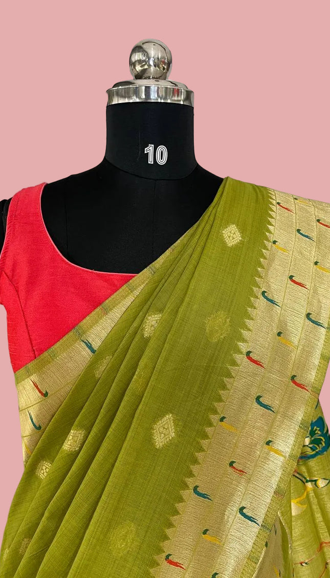 Green Silk Saree with Paithani Pallu|CS6_1