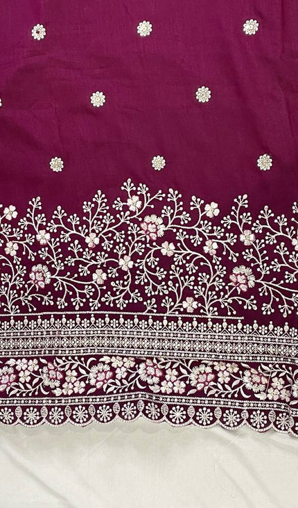 Wine Magenta Georgette Embroidered Kurta Set with Dupatta|SC19_1