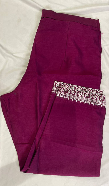 Wine Magenta Georgette Embroidered Kurta Set with Dupatta|SC19_1