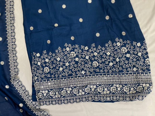Royal Blue Georgette Embroidered Kurta Set with Dupatta|SC19_2