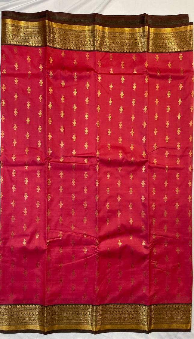 Rani Pink Semi-Kanjivaram  Silk Saree | Diamond Zari Butta |S11_2