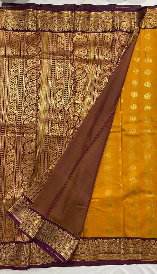Semi Kanjivaram Silk Saree in Mustard Yellow |S9_3
