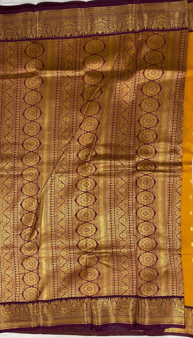Semi Kanjivaram Silk Saree in Mustard Yellow |S9_3