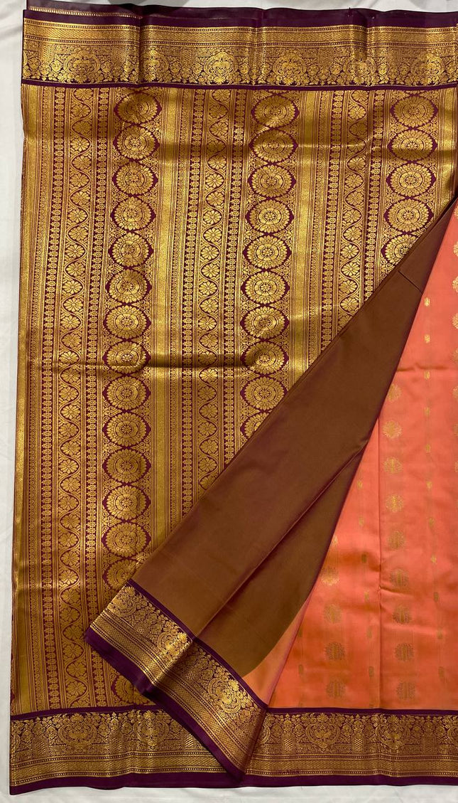 Semi Kanjivaram Silk Saree in Peach | S9_1