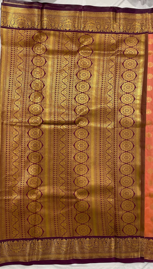 Semi Kanjivaram Silk Saree in Peach | S9_1
