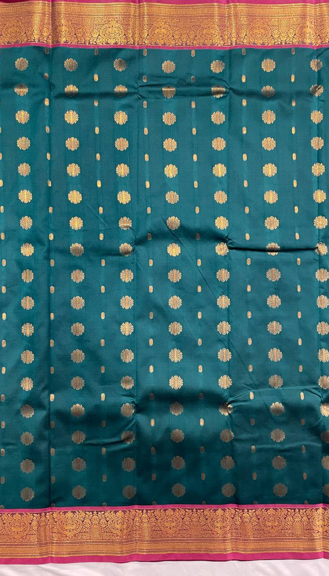 Semi Kanjivaram Silk Saree in Bottle Green|S9_5