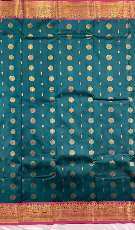 Semi Kanjivaram Silk Saree in Bottle Green|S9_5