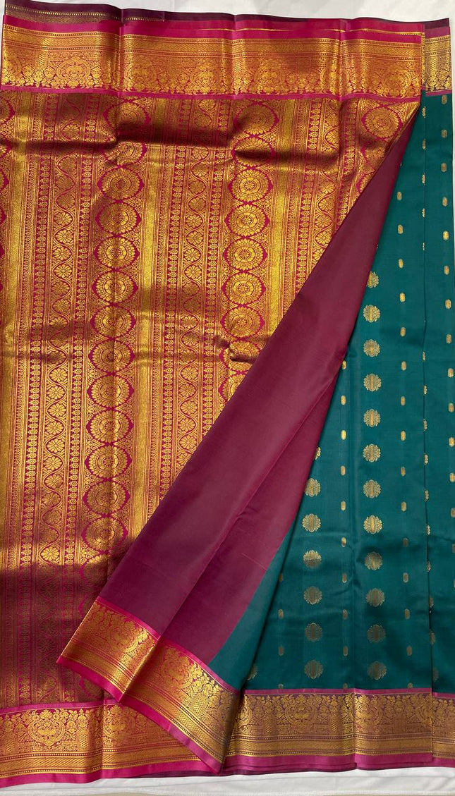 Semi Kanjivaram Silk Saree in Bottle Green|S9_5