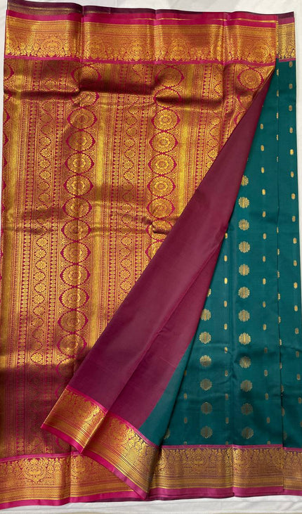 Semi Kanjivaram Silk Saree in Bottle Green|S9_5
