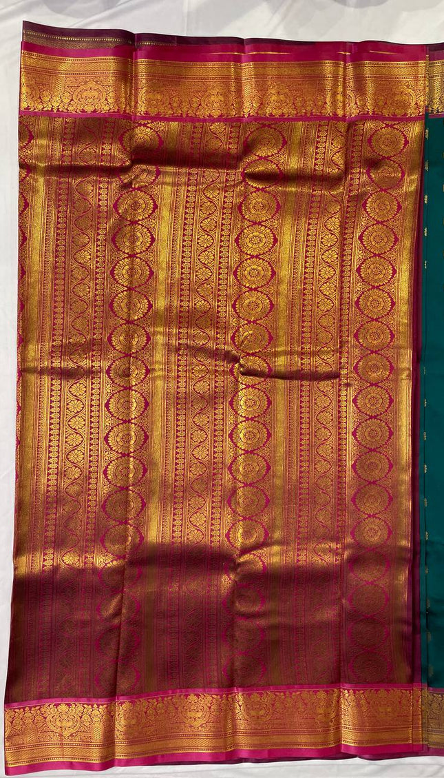 Semi Kanjivaram Silk Saree in Bottle Green|S9_5