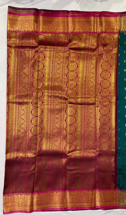Semi Kanjivaram Silk Saree in Bottle Green|S9_5