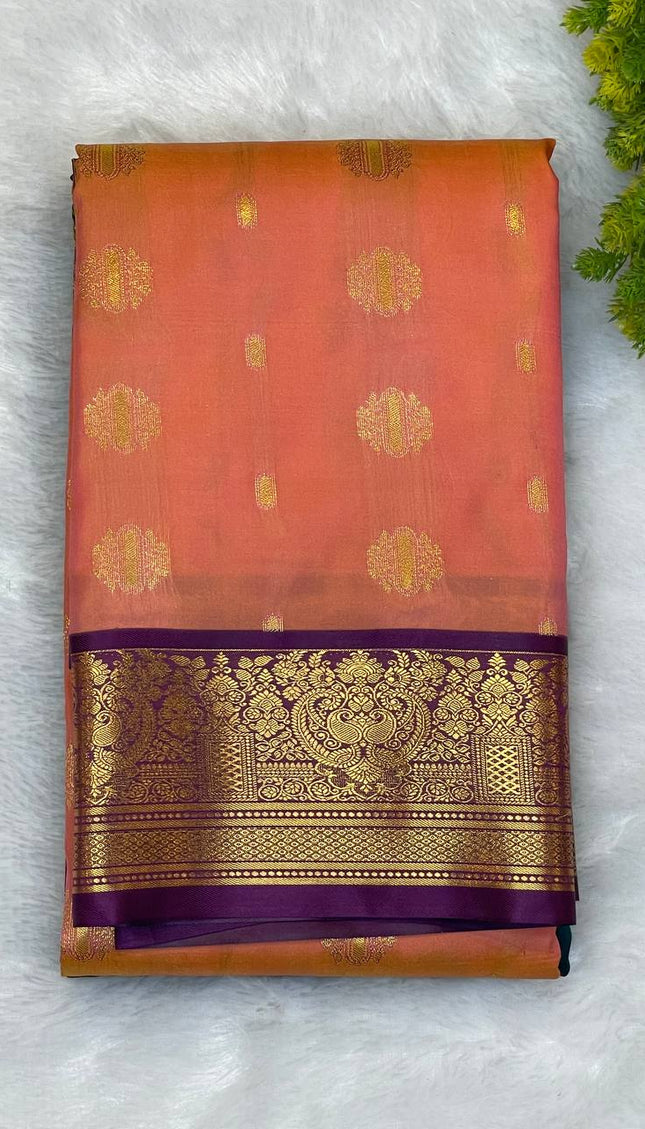 Semi Kanjivaram Silk Saree in Peach | S9_1