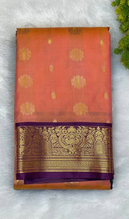 Semi Kanjivaram Silk Saree in Peach | S9_1