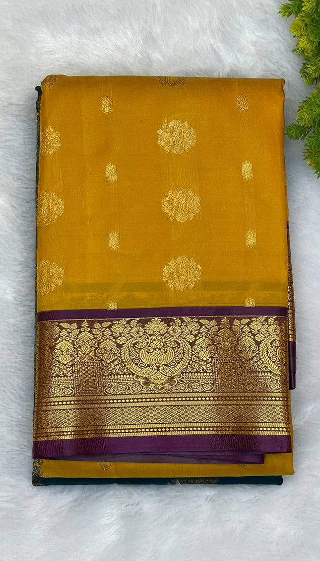 Semi Kanjivaram Silk Saree in Mustard Yellow |S9_3