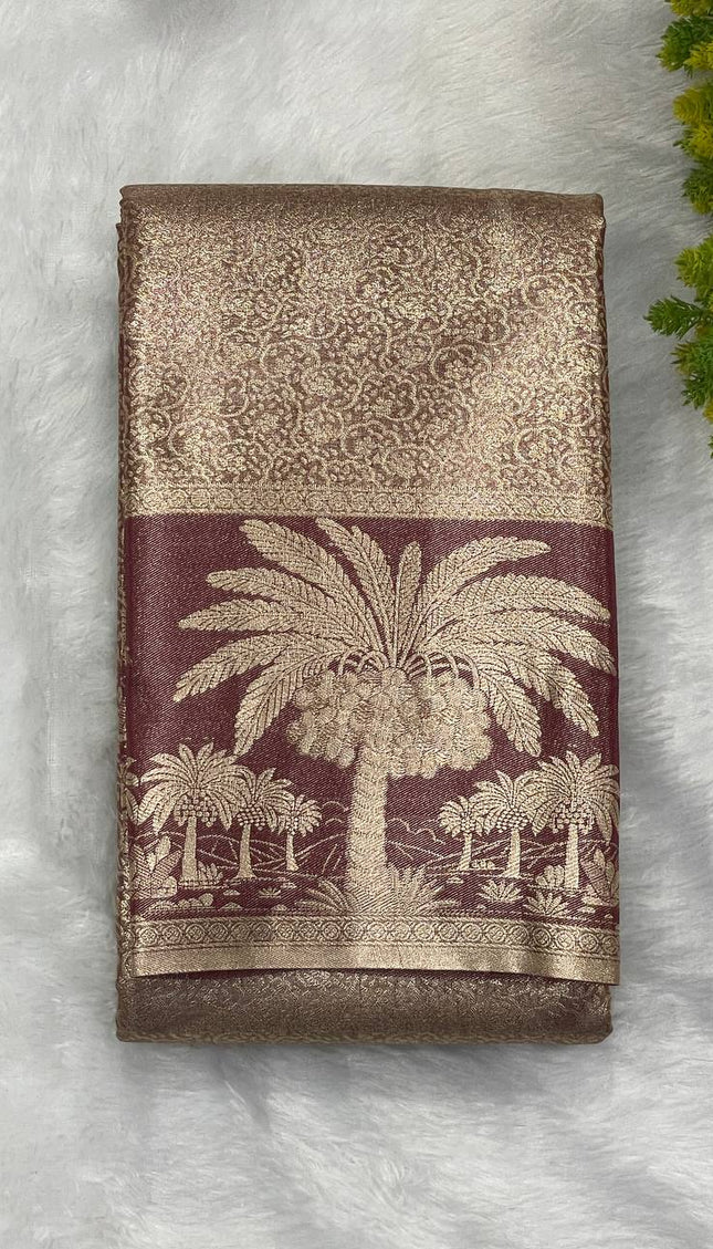 Deep Maroon Tissue Silk Saree|S26_2