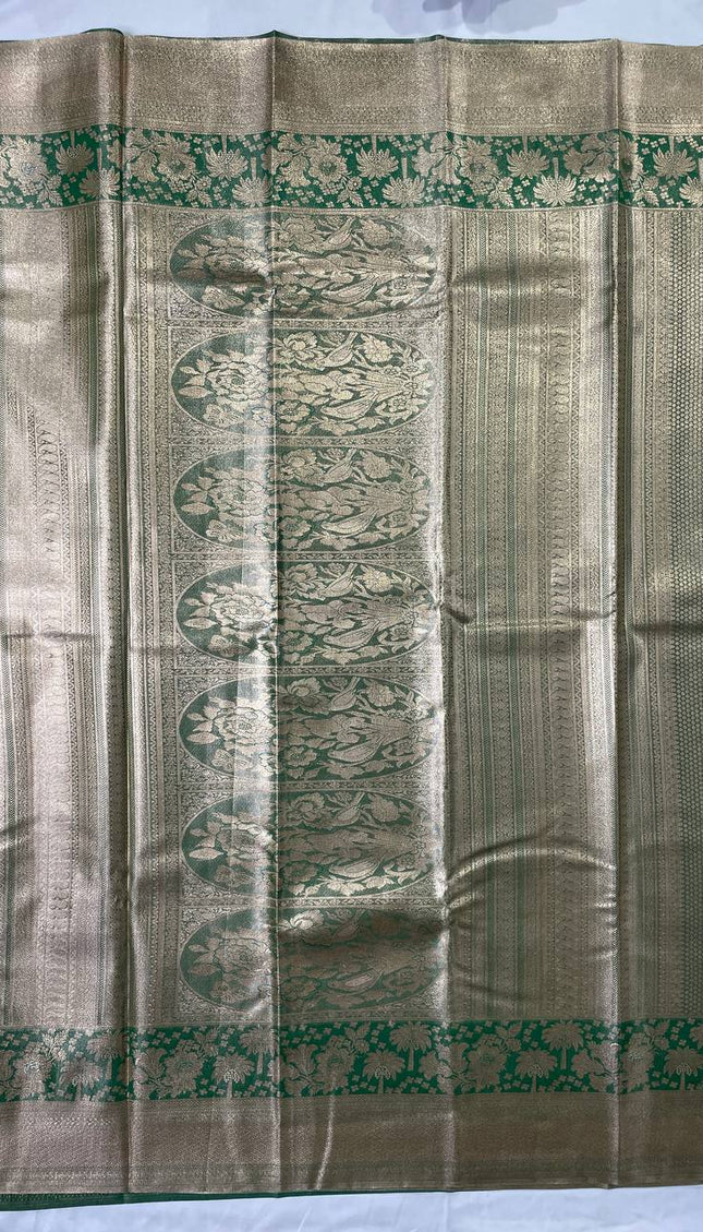 Forest Green Tissue Silk Saree| S26_1