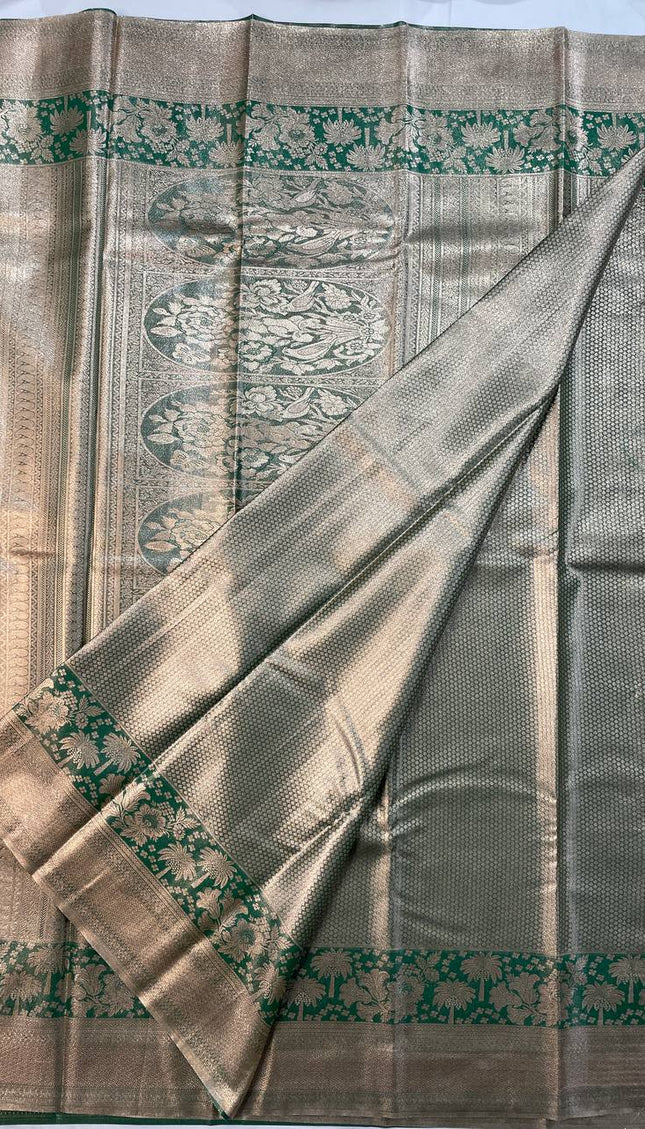 Forest Green Tissue Silk Saree| S26_1