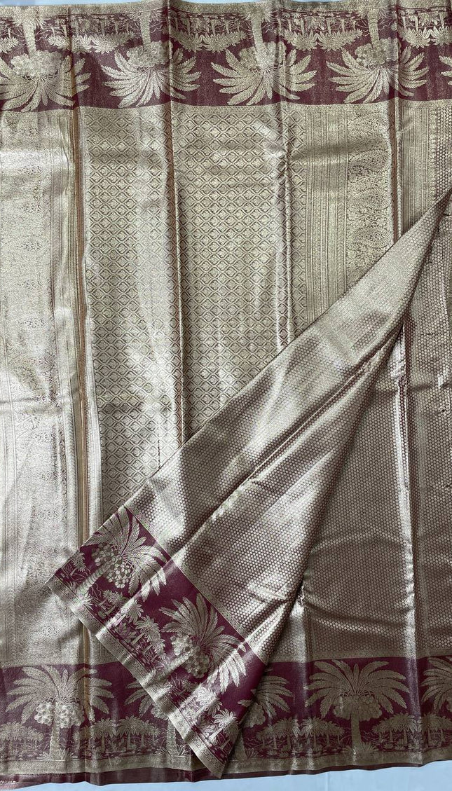 Deep Maroon Tissue Silk Saree|S26_2
