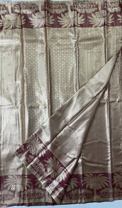 Deep Maroon Tissue Silk Saree|S26_2