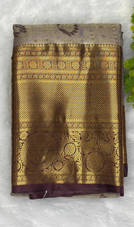 Tissue Silk Saree – Lavender with Zari Border|S23_6