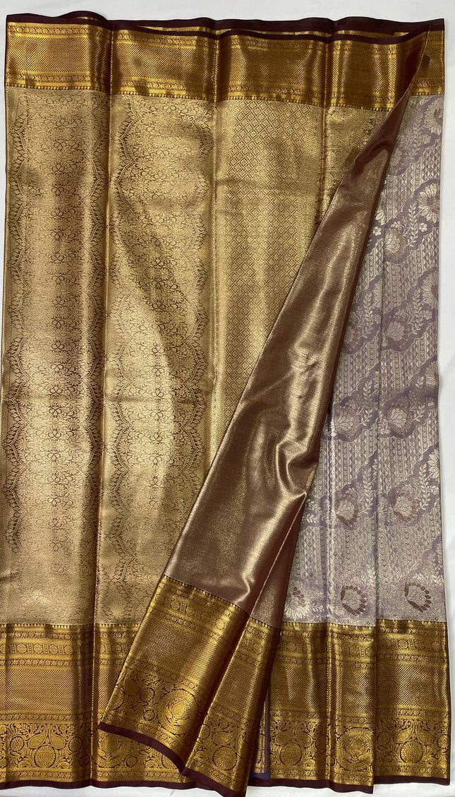 Tissue Silk Saree – Lavender with Zari Border|S23_6