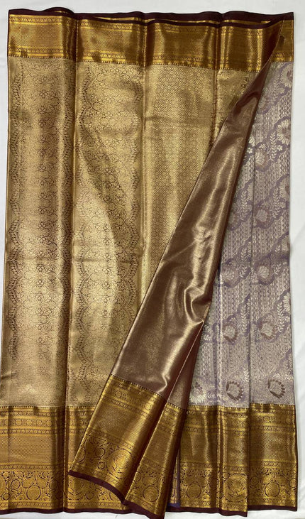 Tissue Silk Saree – Lavender with Zari Border|S23_6