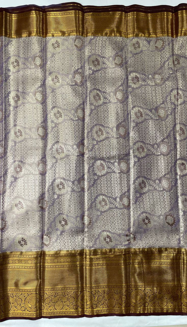 Tissue Silk Saree – Lavender with Zari Border|S23_6