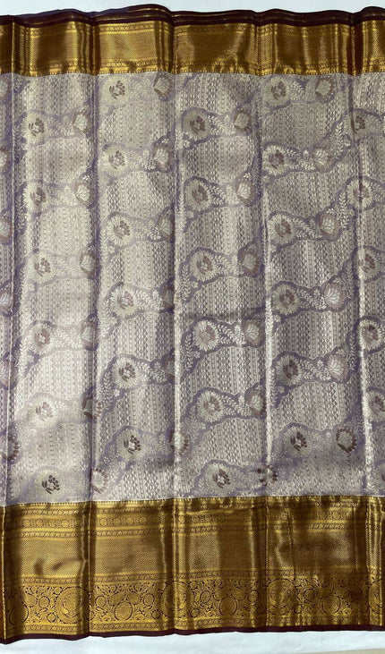 Tissue Silk Saree – Lavender with Zari Border|S23_6