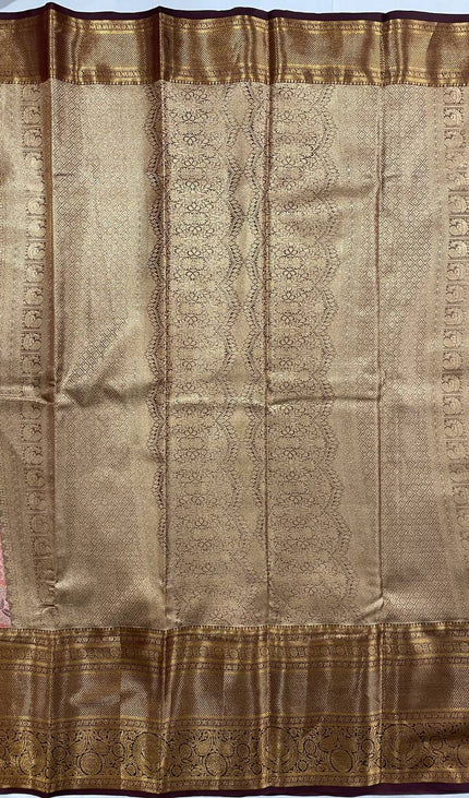 Tissue Silk Saree – Red  with Zari Border|S23_5