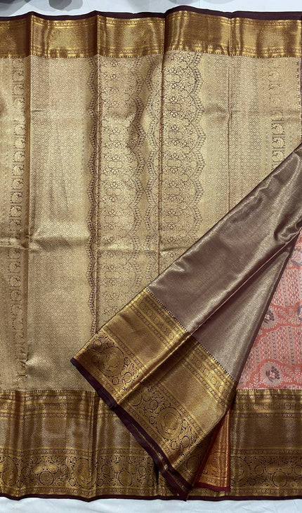 Tissue Silk Saree – Red  with Zari Border|S23_5