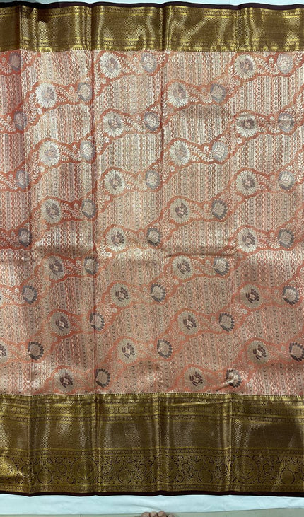 Tissue Silk Saree – Red  with Zari Border|S23_5