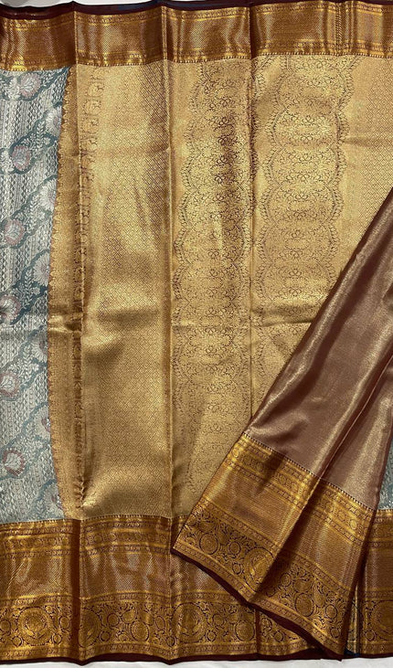 Tissue Silk Saree – Blue with Zari Border|S23_3
