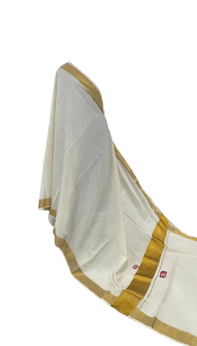 Kerala Cotton Saree –Vishu Special Off-White & Gold Zari Border|V1