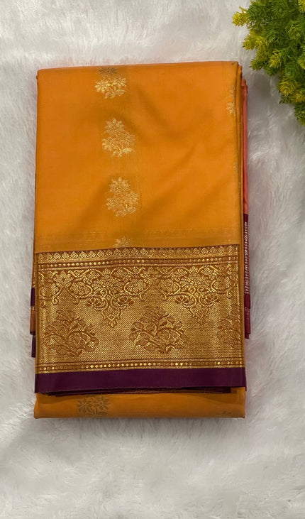 Mustard Yellow Soft Silk Saree with Royal Gold Zari Border| S28_1