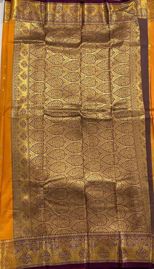 Mustard Yellow Soft Silk Saree with Royal Gold Zari Border| S28_1